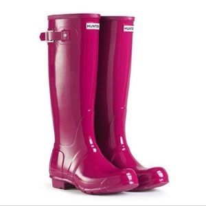 Hunter Tall Gloss Rain Boots 💗 magenta pink